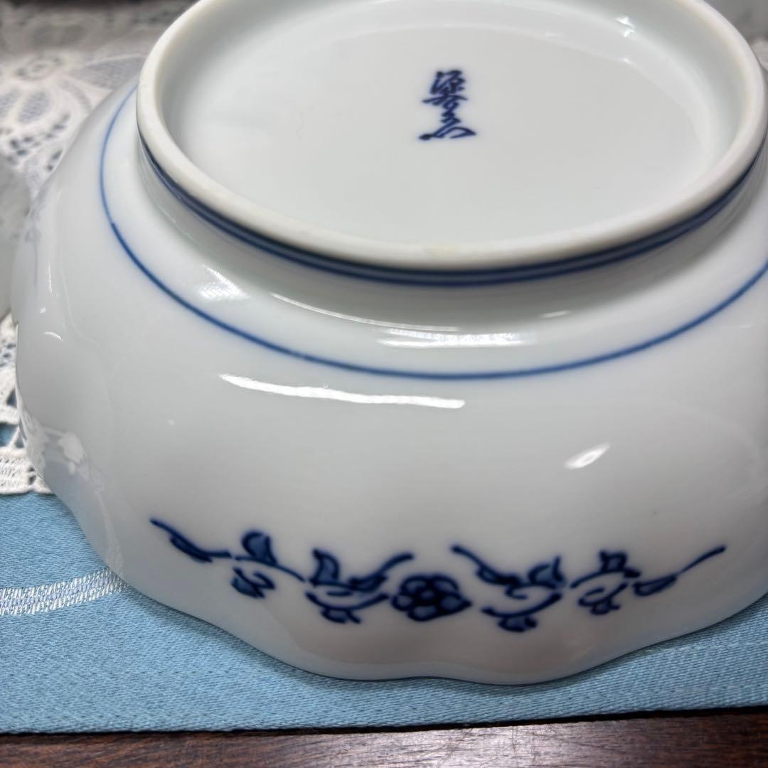 源右衛門窯　染付牡丹見込　吉祥　祥瑞　鉢　向付　5客1セット