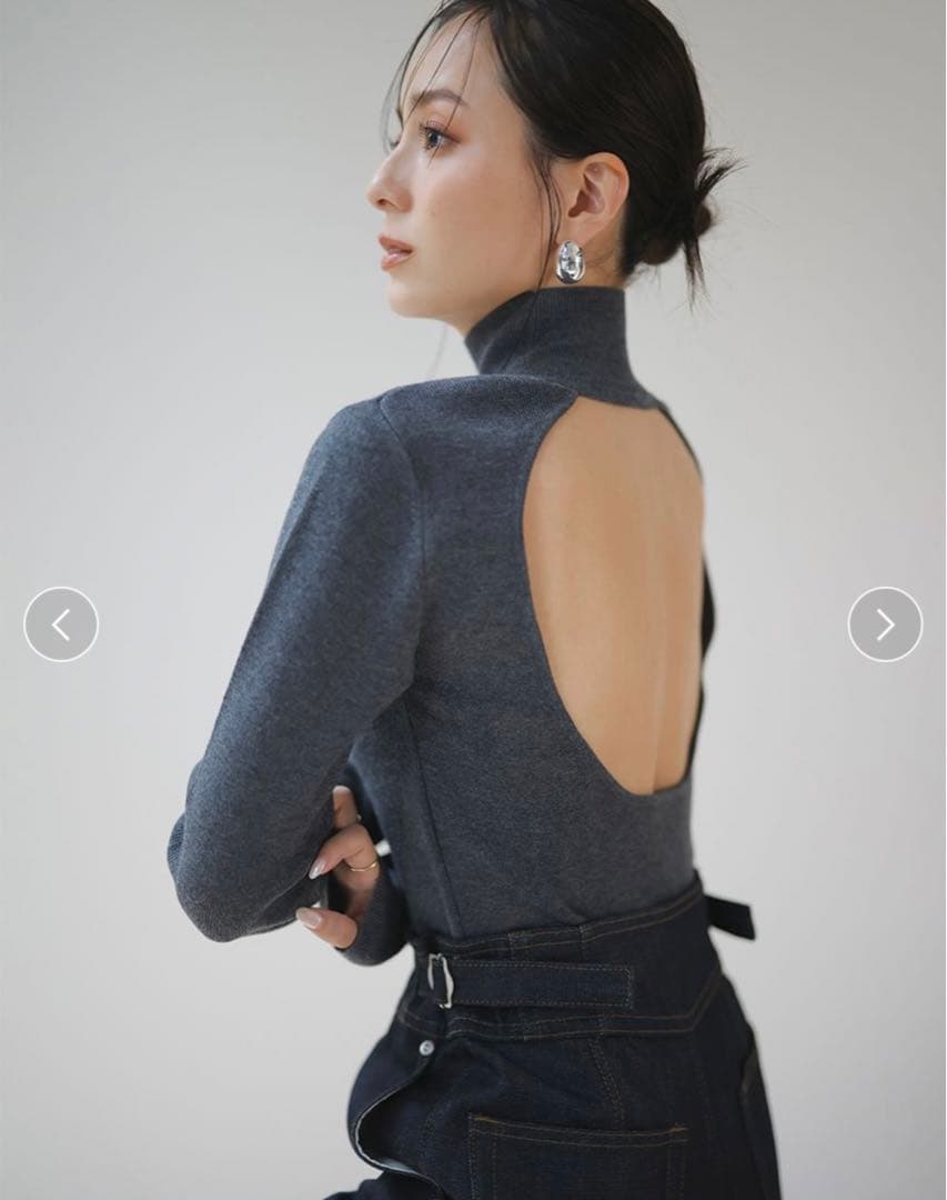 anuans バックオープンニットトップス/カップイン