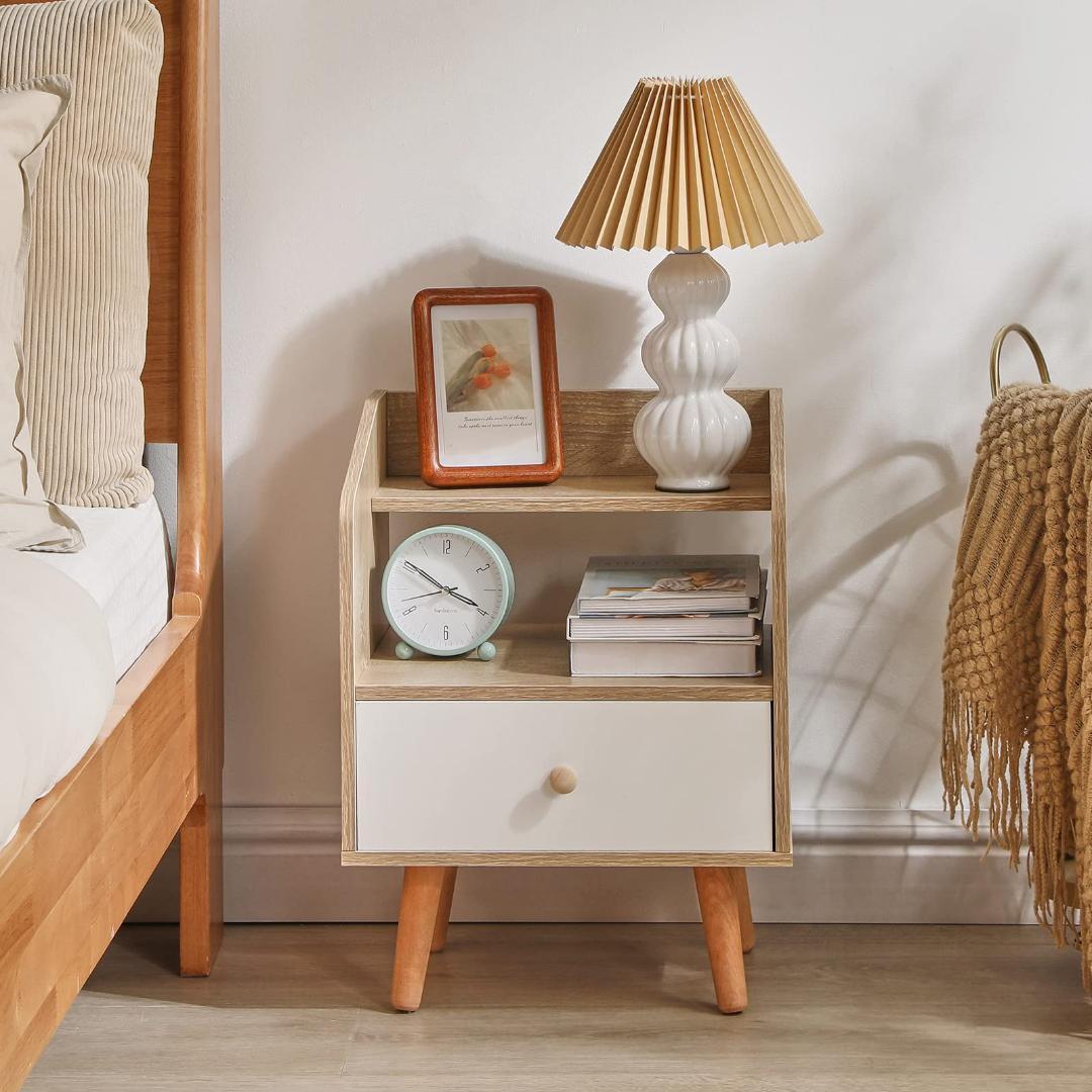 多機能 引出し ナイト ベッド周り収納 サイドテーブル 北欧