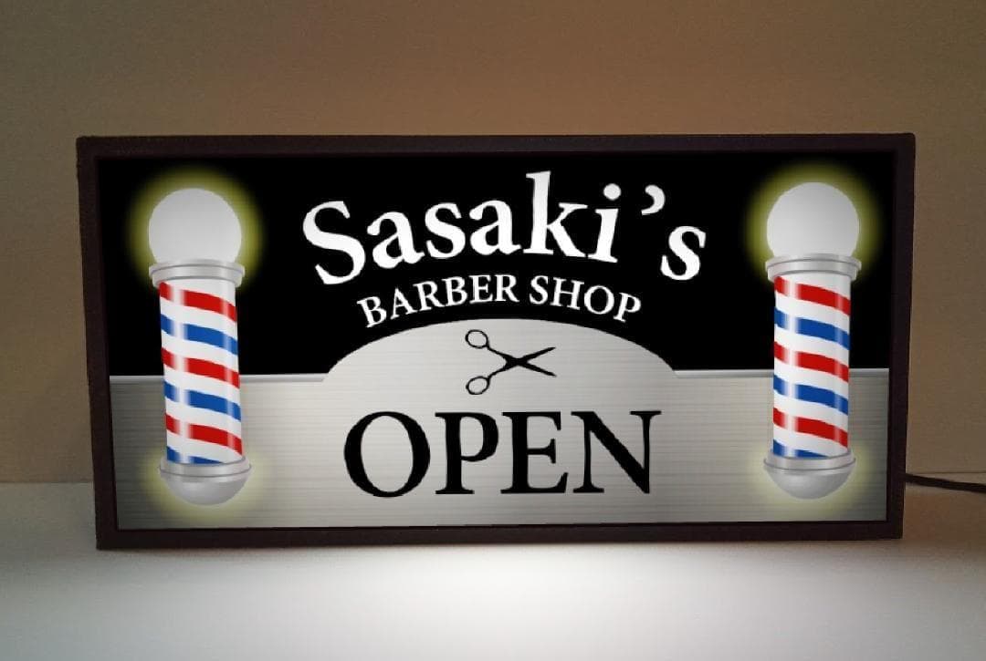 【Lサイズ】バーバー 理容室 ヘアーサロン 床屋 看板 置物 雑貨 ライトBOX