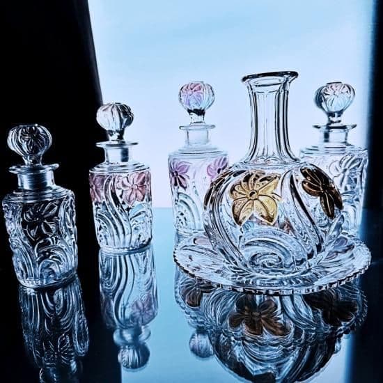 輝くオールドサンルイ 金彩すみれの香水瓶#63パープル 特大【20世紀初頭】