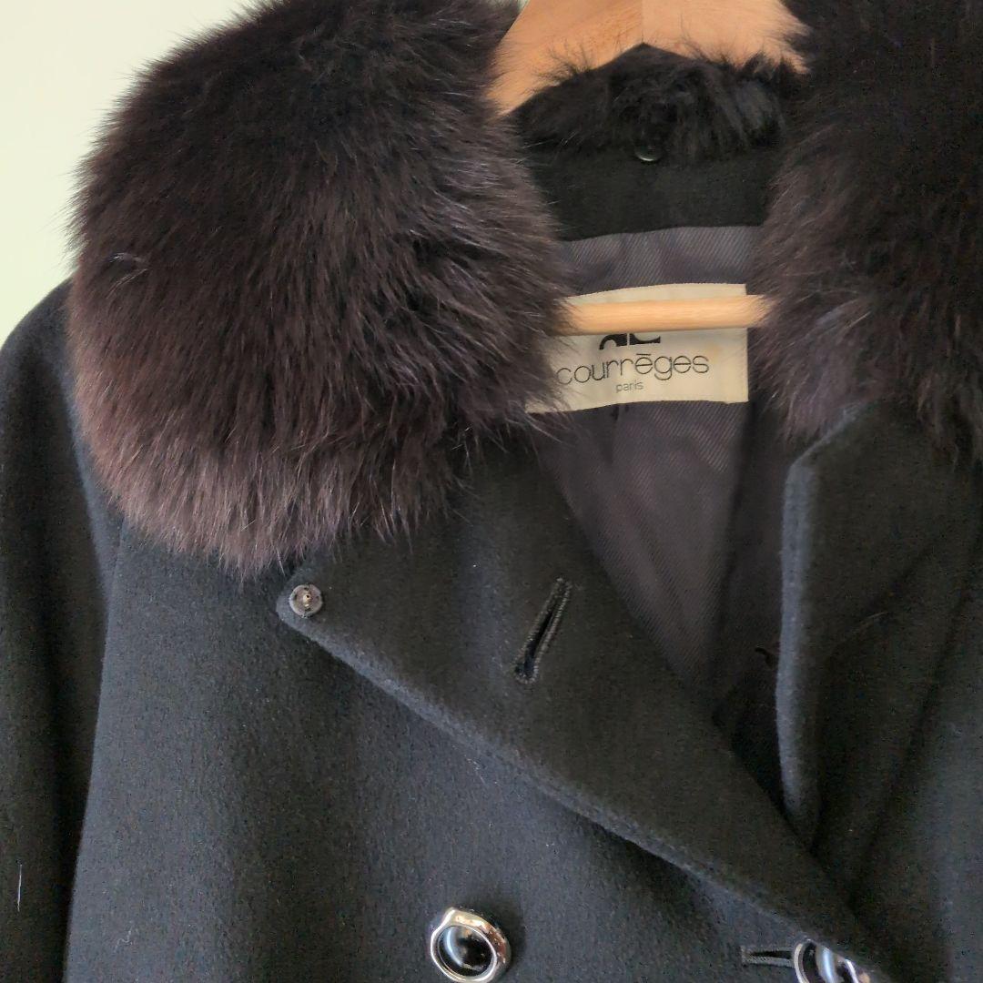 美品　クレージュ　カシミア　コート　ブルーフォックス　サイズ9AR