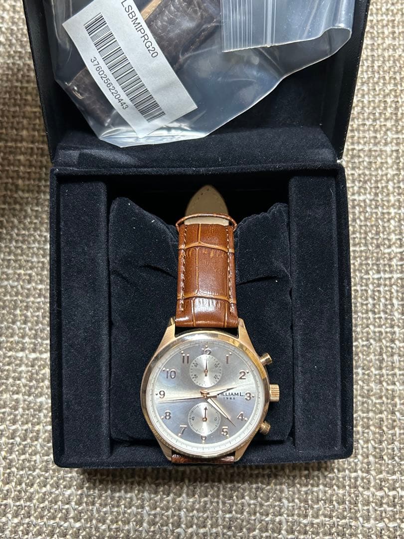 ウィリアムエル 腕時計 メンズ クロノグラフ シンプル 革 レザー ベルト