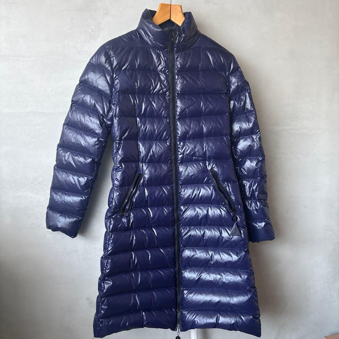 ネイビー キルティング ロングダウンジャケット
