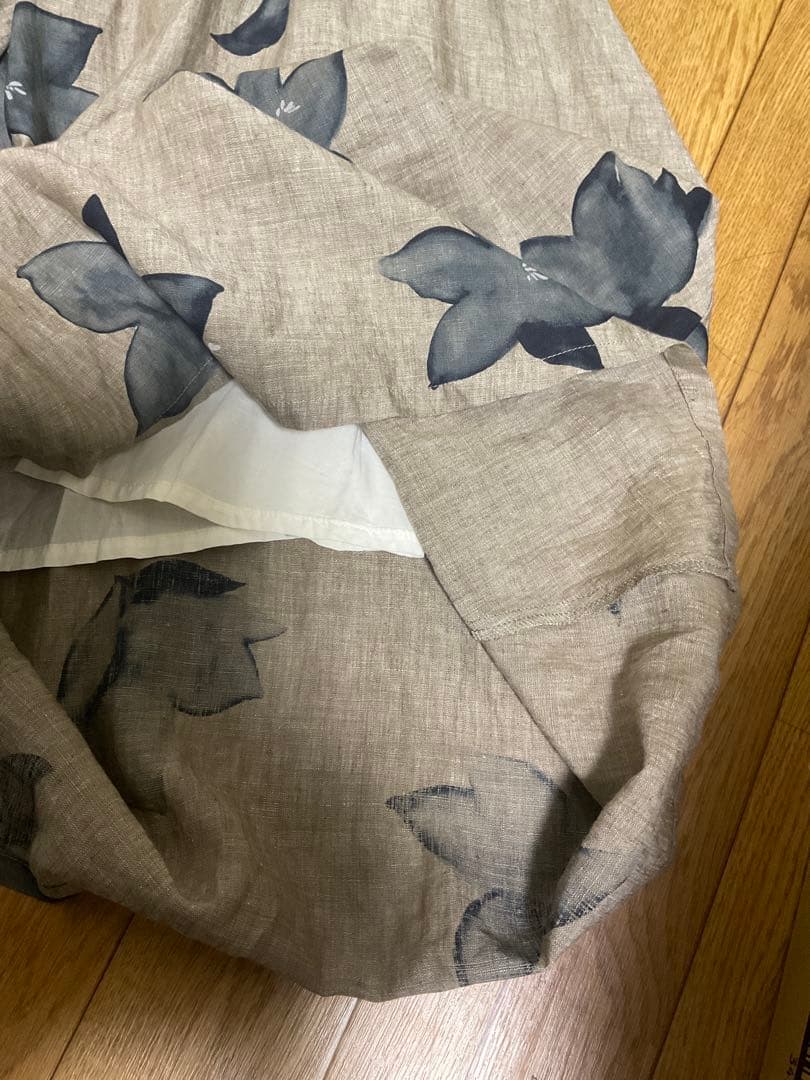 パラスパレス　花柄　リネン　フレアキュロット　秋色