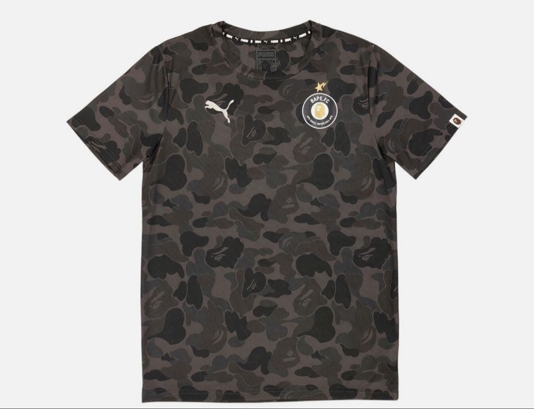 BAPE.FC PUMA blackカモフラージュシャツ