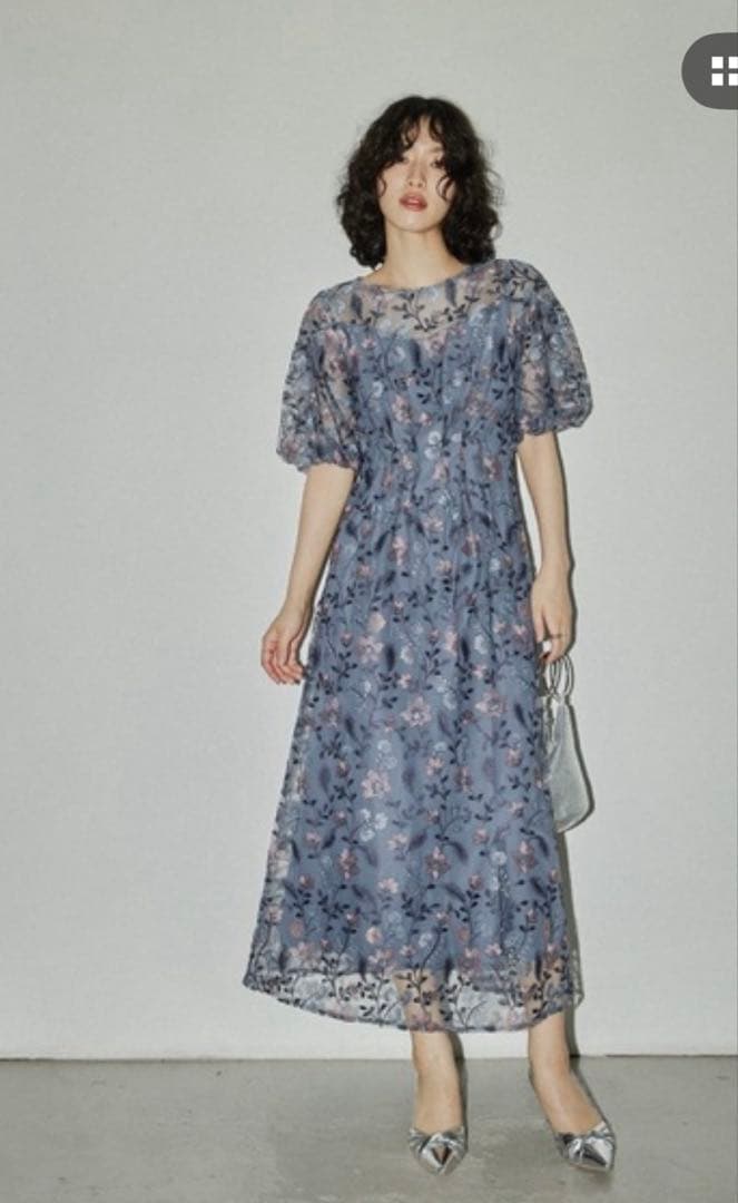 ブルーミーフラワードレス 花柄 刺繍レース 結婚式 パーティードレス