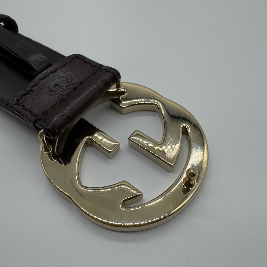 Gucci グッチ　インターロッキング　 グッチシマ　ブラウンレザーベルト