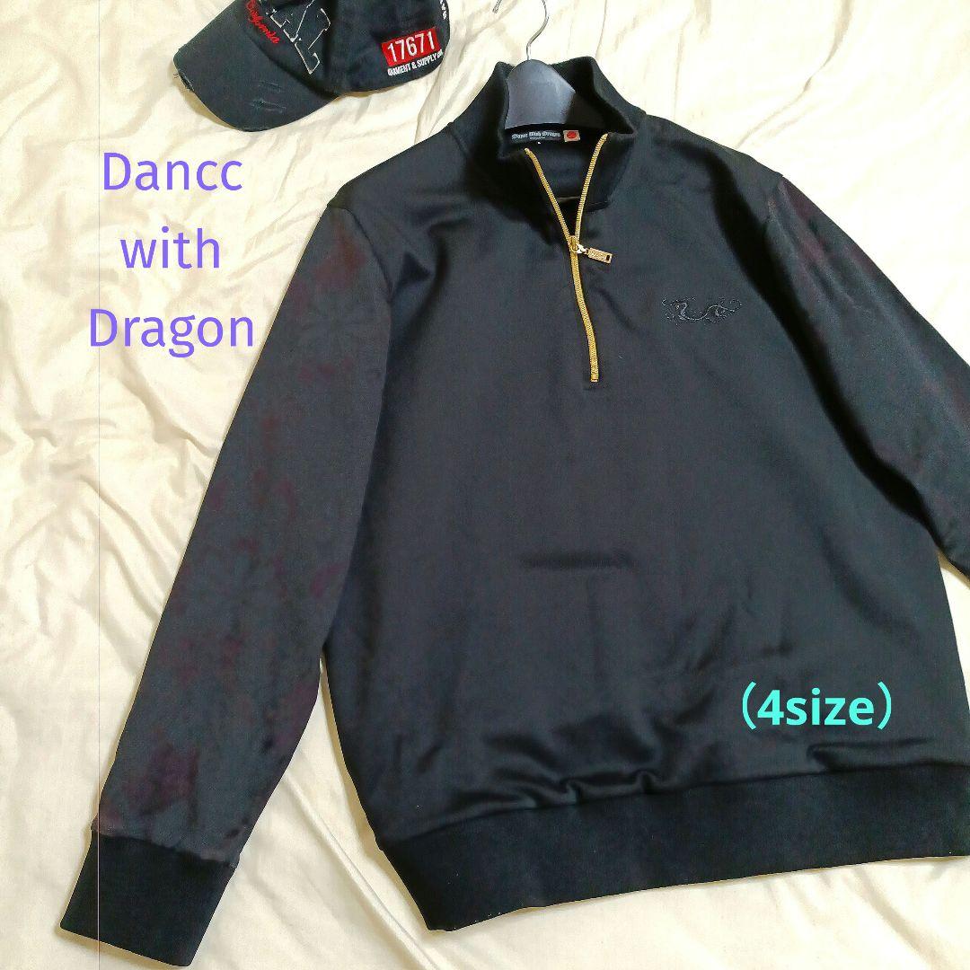 Dancc With Dragon 異素材ドッキングハーフジップ　バック刺繍LL
