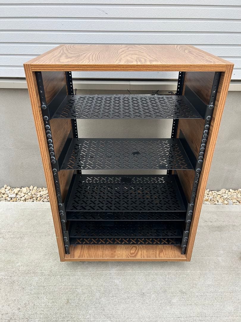 木目調 × スチール製 オーディオラック／AV機器ラック／ラック　キャスター付②