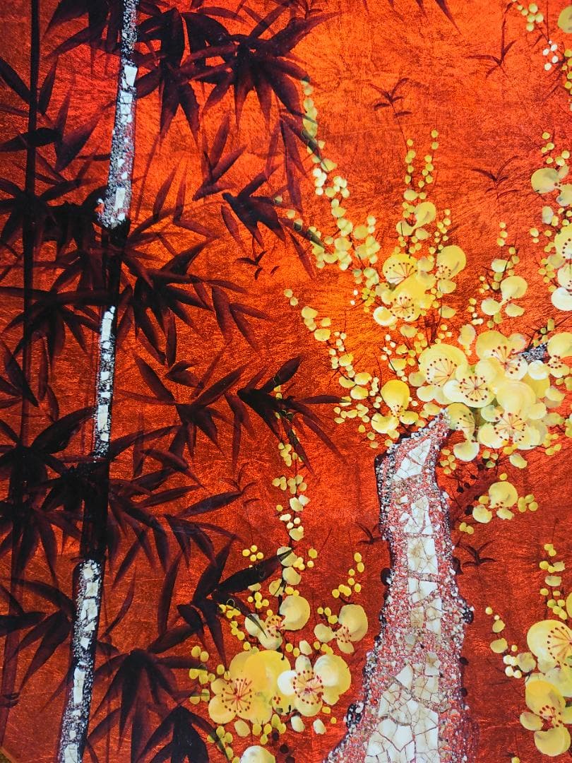 【美品】飾り皿　漆器　アート　彩絵　置物　インテリア　工芸品　美術品　A3085