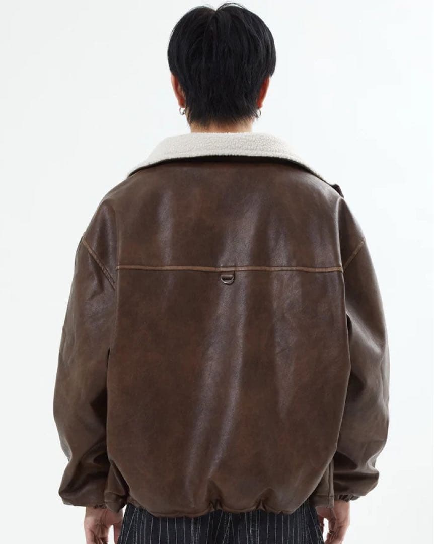 リバーシブルPUレザージャケット L2084 M (brown)地底人オンライン