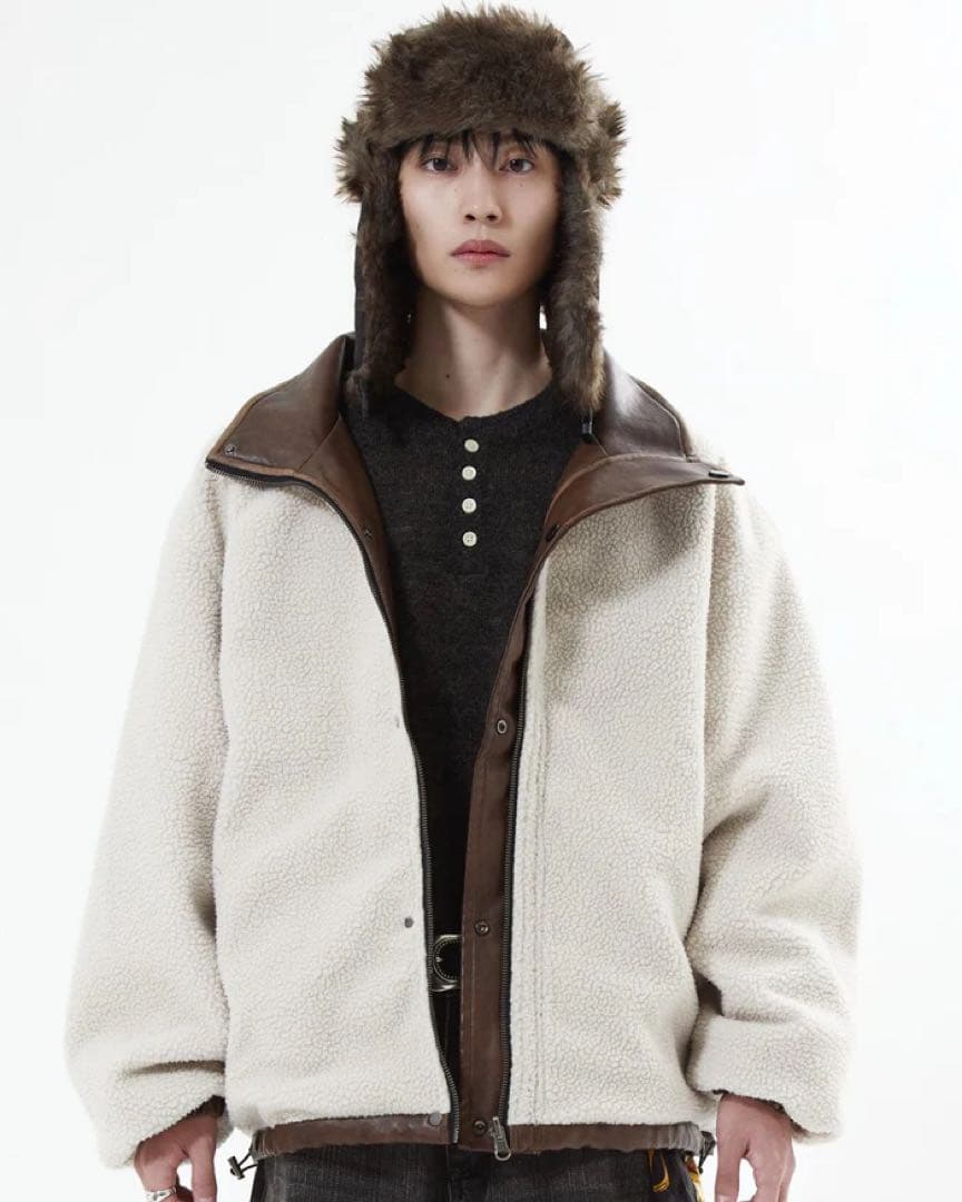 リバーシブルPUレザージャケット L2084 M (brown)地底人オンライン