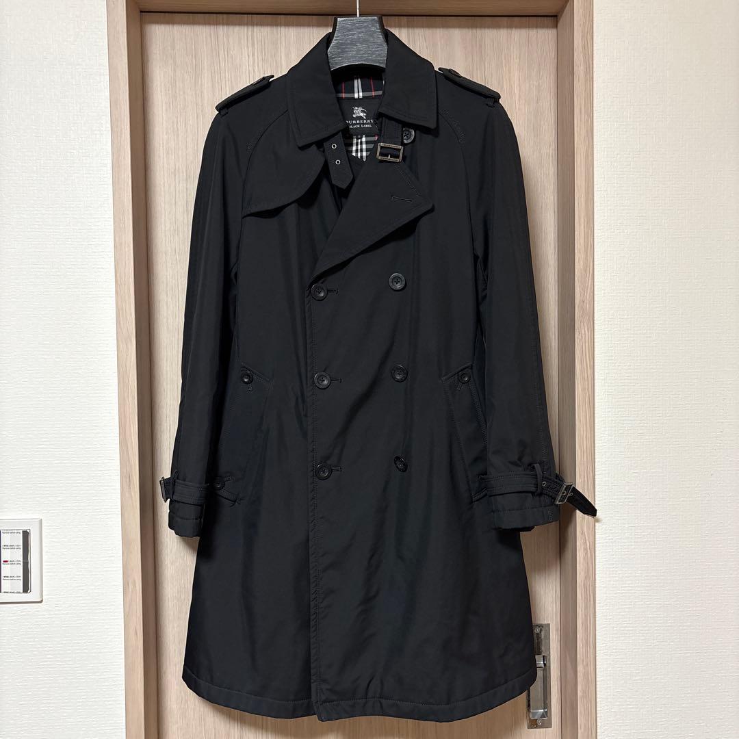 ブラック ダブルブレスト トレンチコート