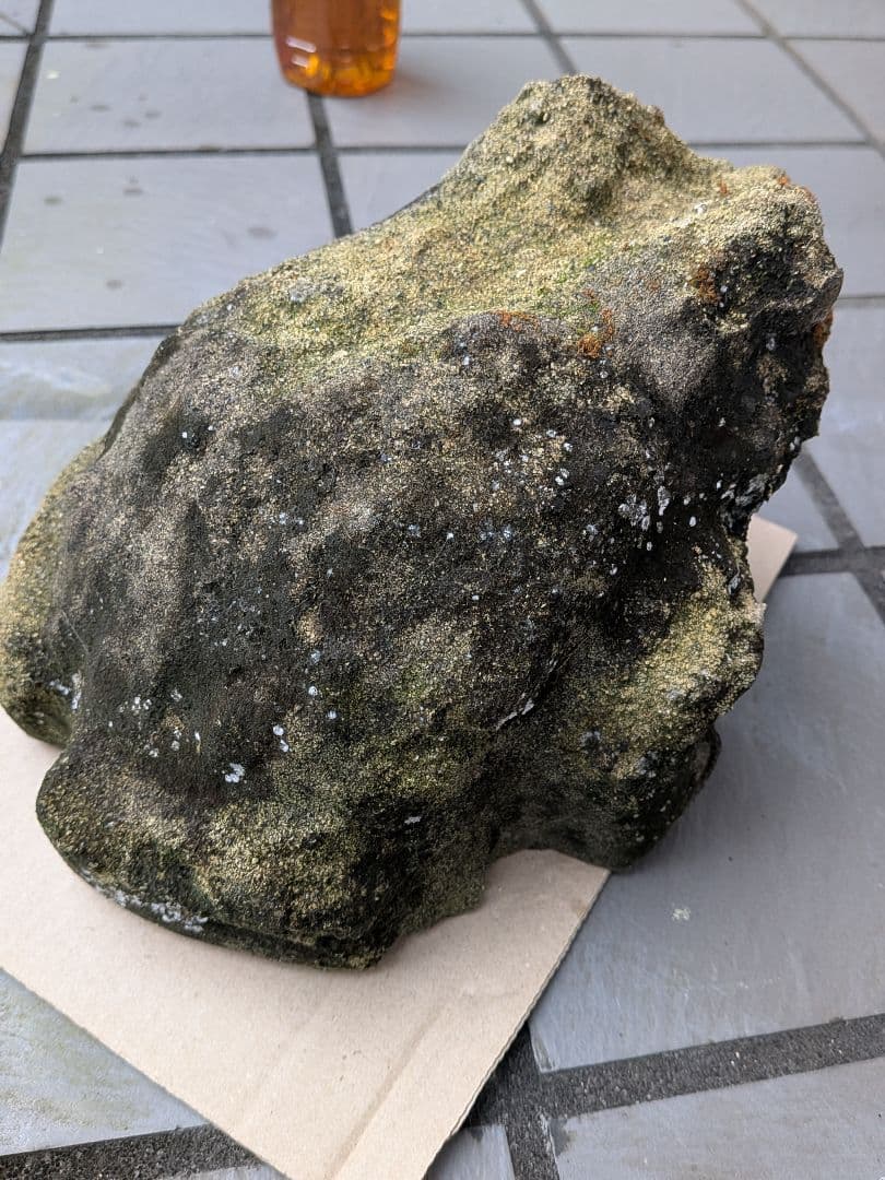 海外コレクター向き明治時代〜昭和戦前期頃蛙苔むした全長２３センチ重さ５キロ飾置物