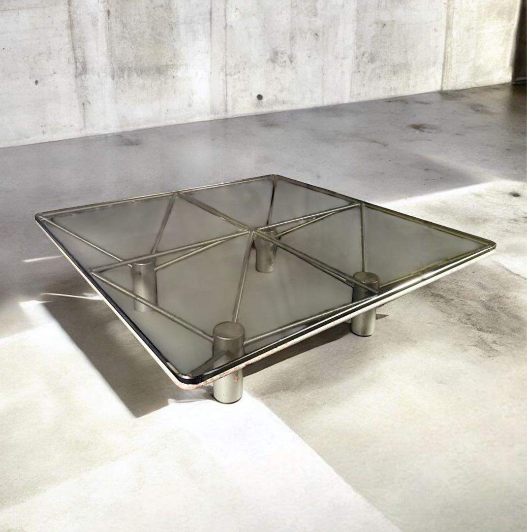 HR793 【希少】maruni リアルシャビーインダストリアル　ガラステーブル