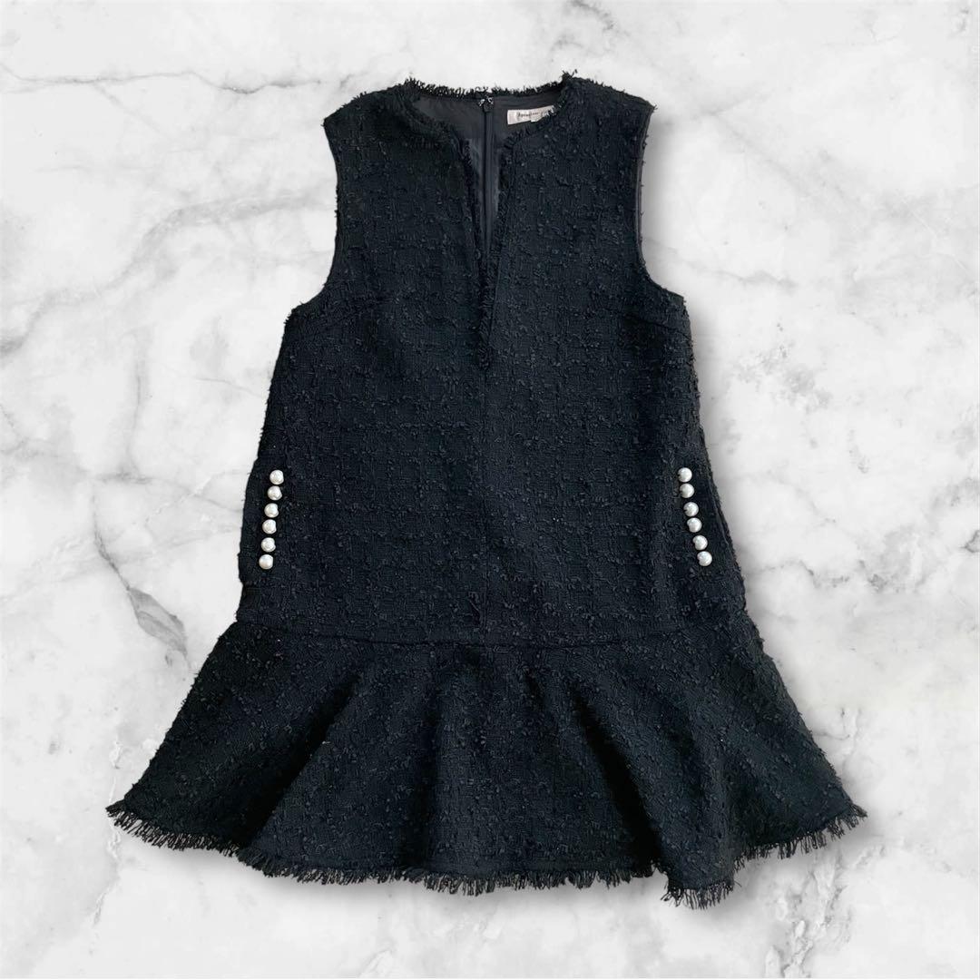 ツイードペプラムミニワンピース