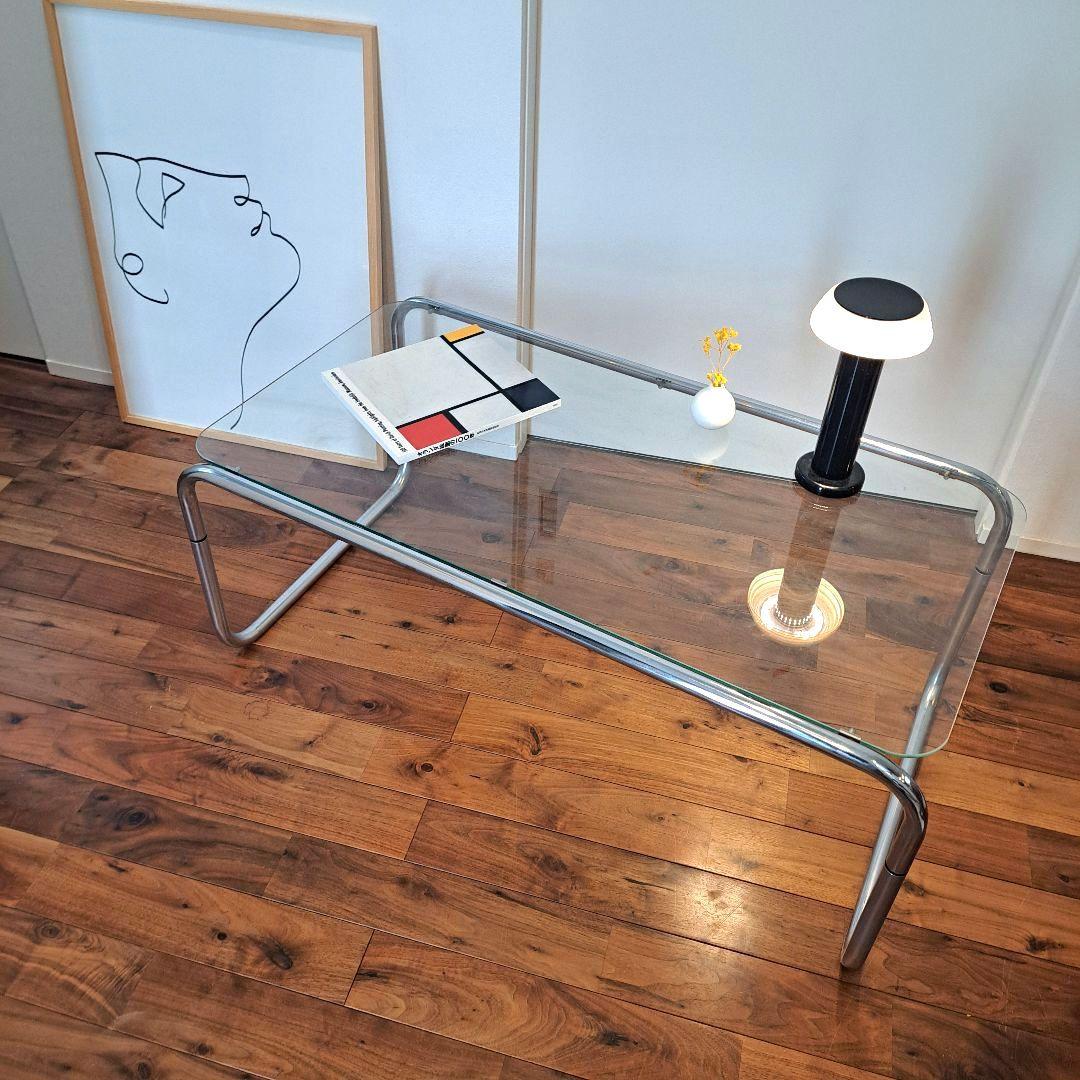 アンティーク　スペースエイジ　昭和レトロ　80‘s ガラス　コーヒーテーブル