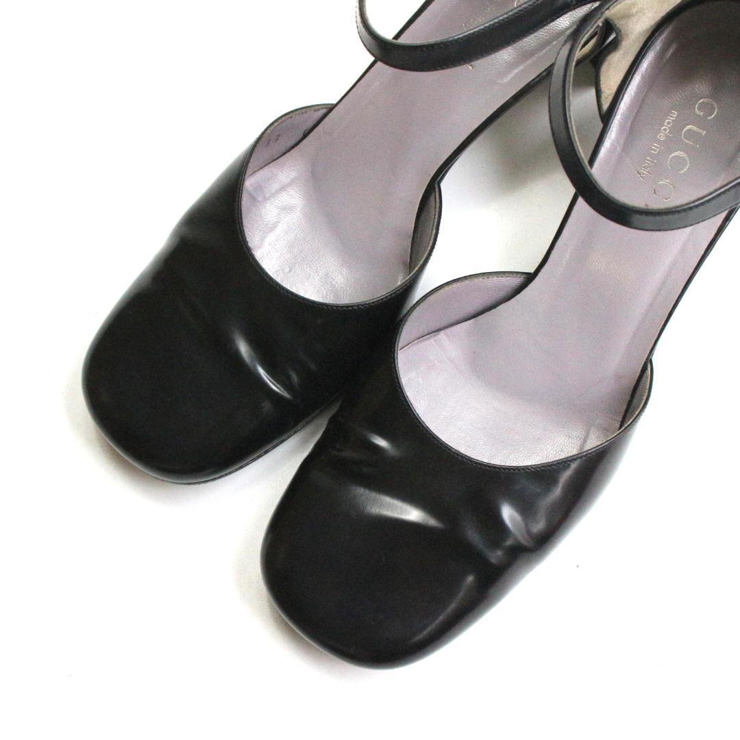 GUCCI ブラック アンクルストラップ パンプス 101 0282