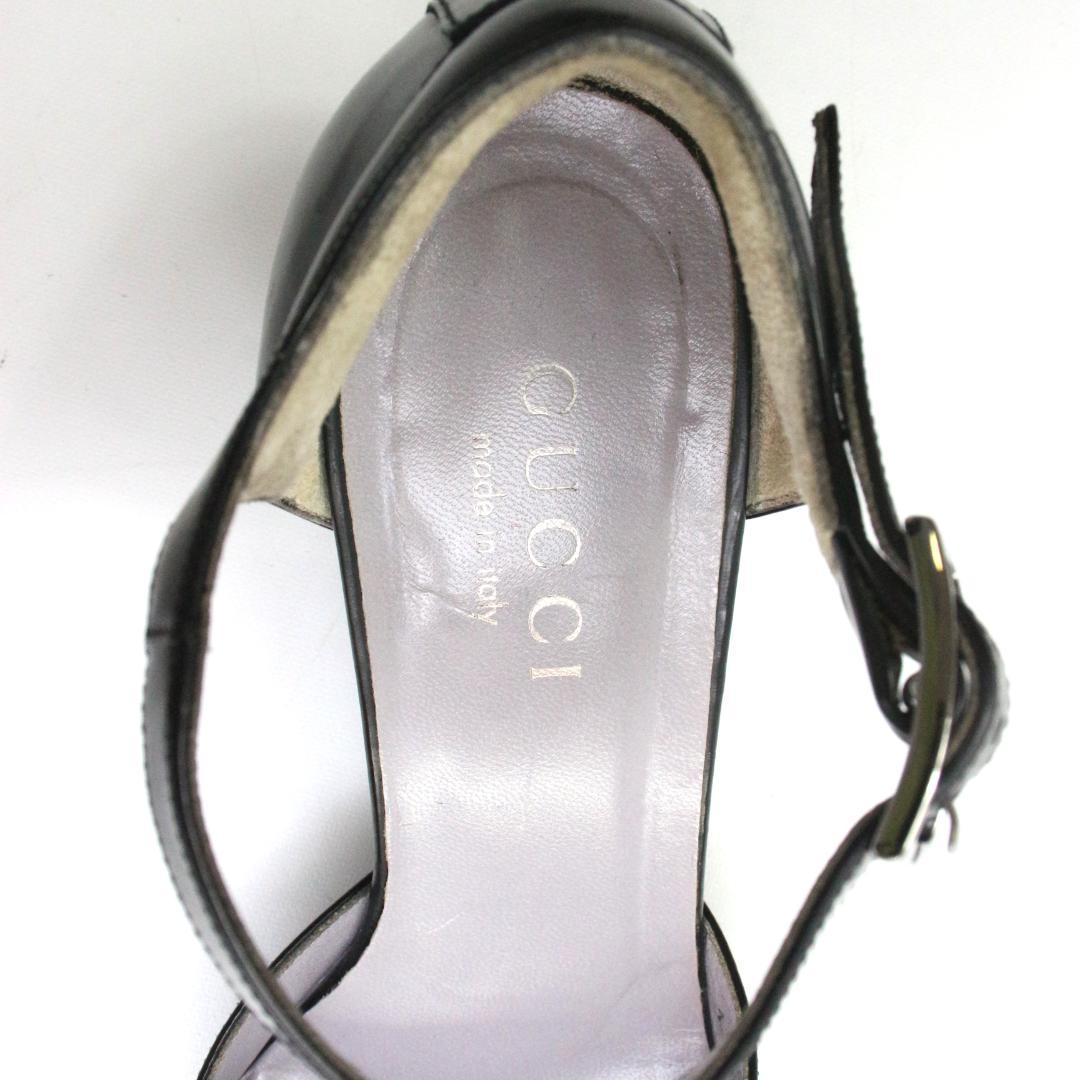 GUCCI ブラック アンクルストラップ パンプス 101 0282