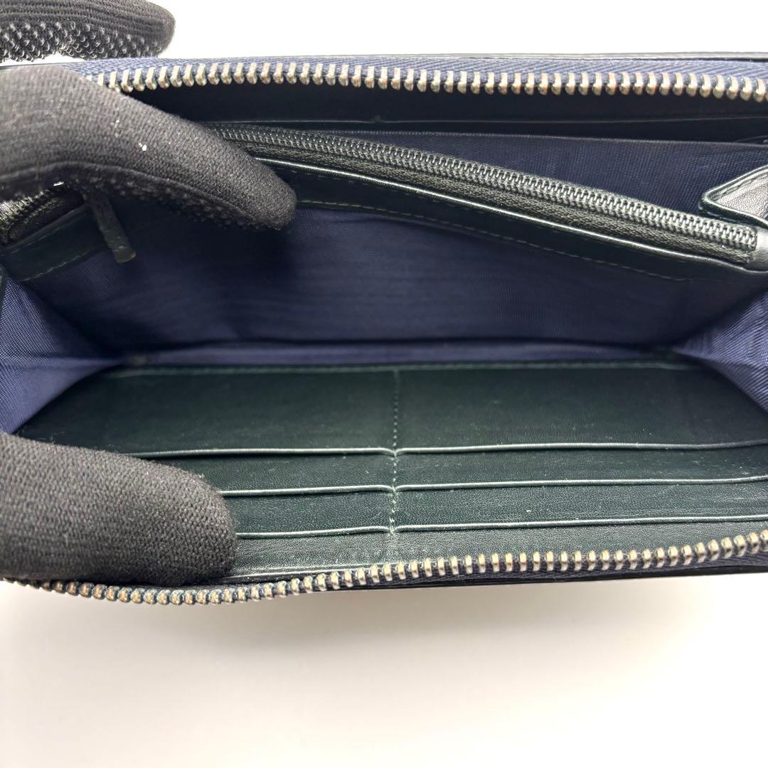 グッチ 長財布 GG マイクロシマ ラウンドファスナー グリーン エナメル