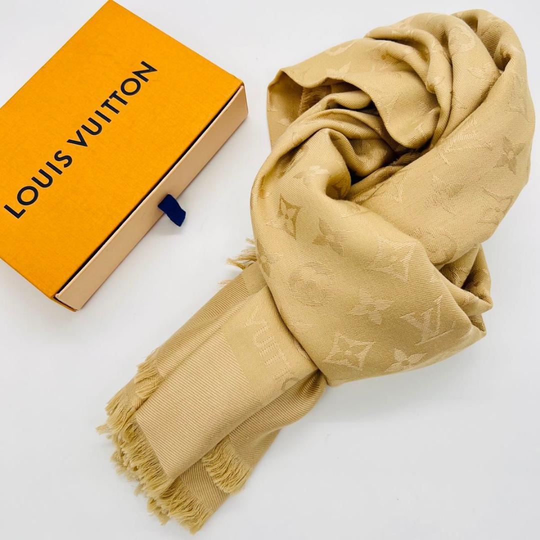 LOUISVUITTON ルイヴィトン 大判　モノグラム スカーフ ベージュ