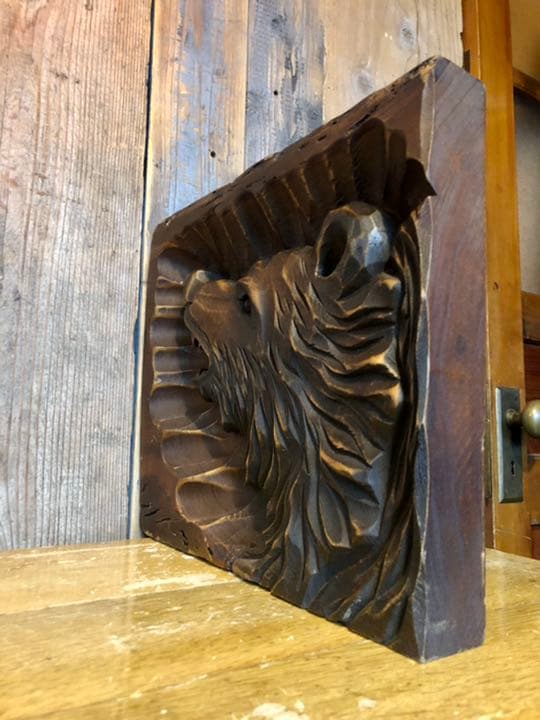 熊 木彫 壁掛け レリーフ