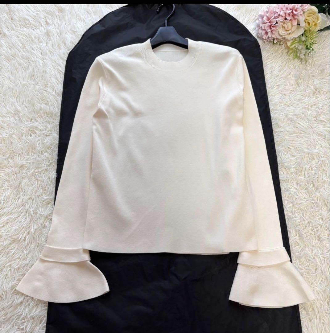 【未使用級】23AW アドーア　ダブルラッフルカフニット　38 フレアスリーブ