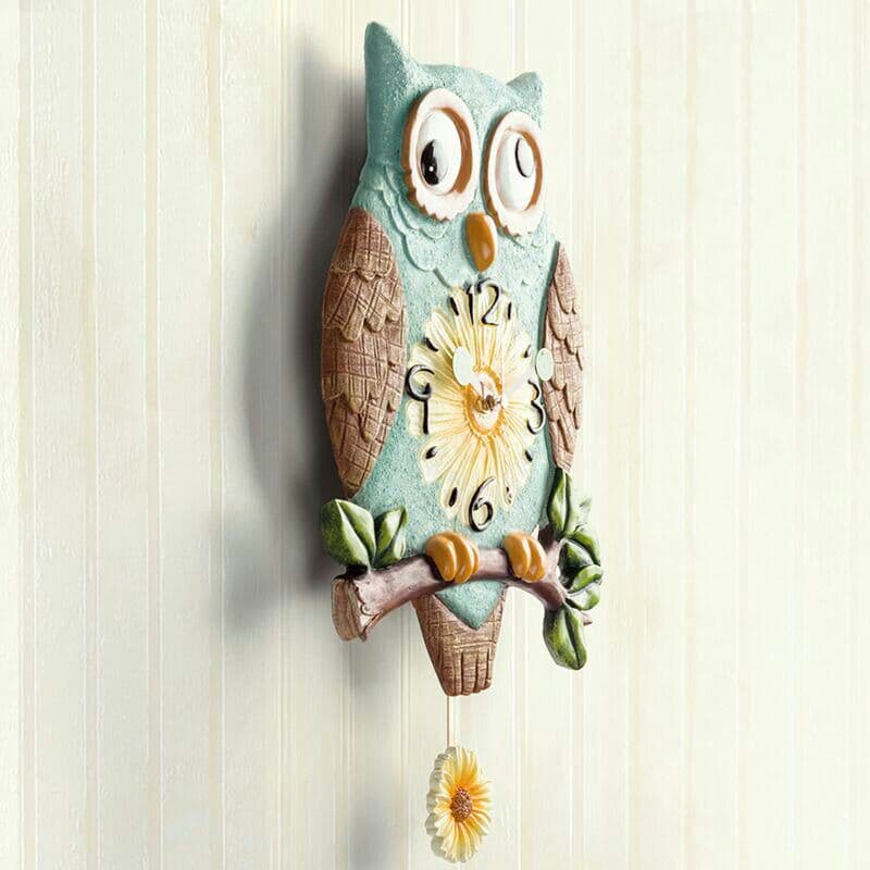 フクロウ時計掛け時計田園風時計客間創意現代アートアメリカーノ装飾石英時計