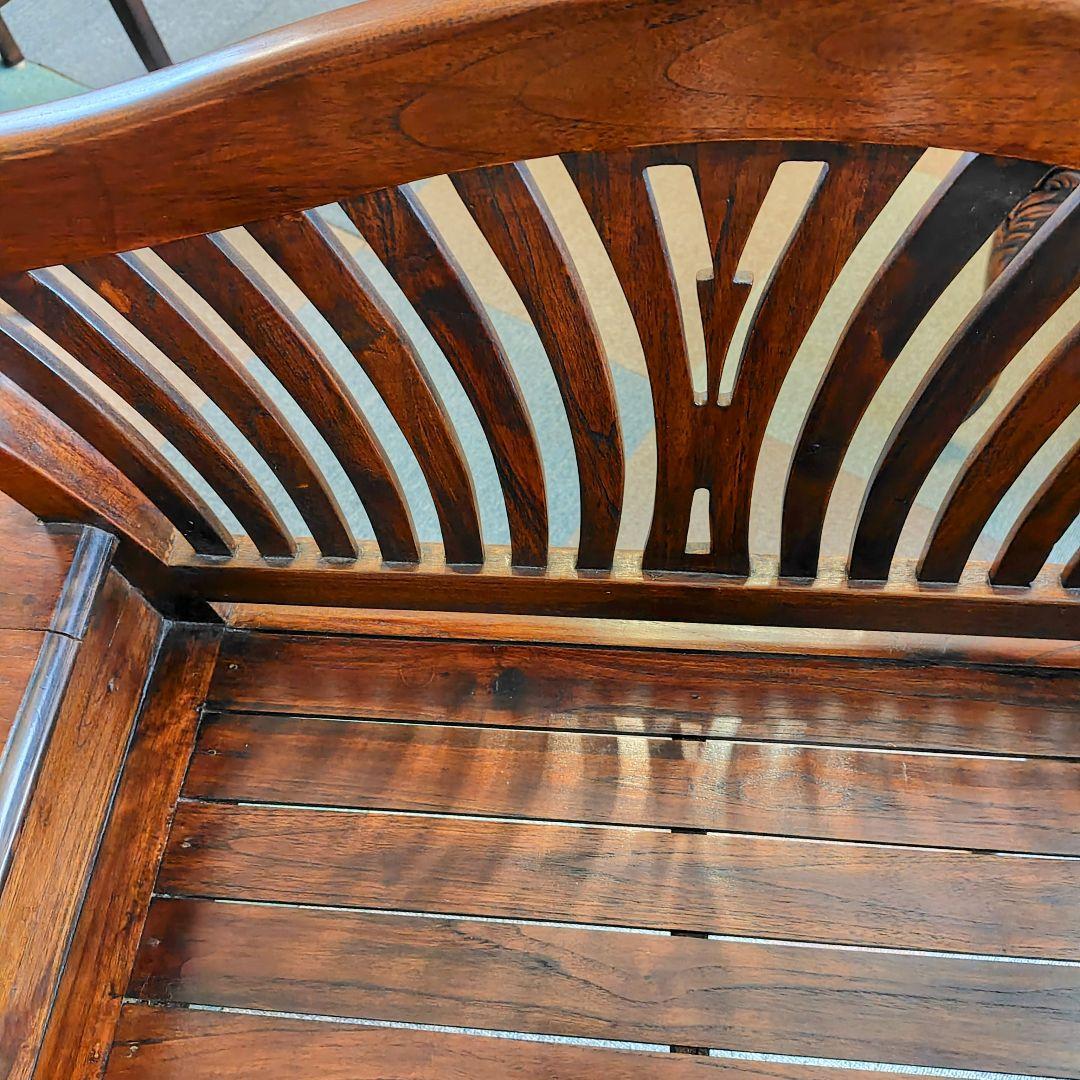 アジアンスタイル木製ベンチ引き出し付き