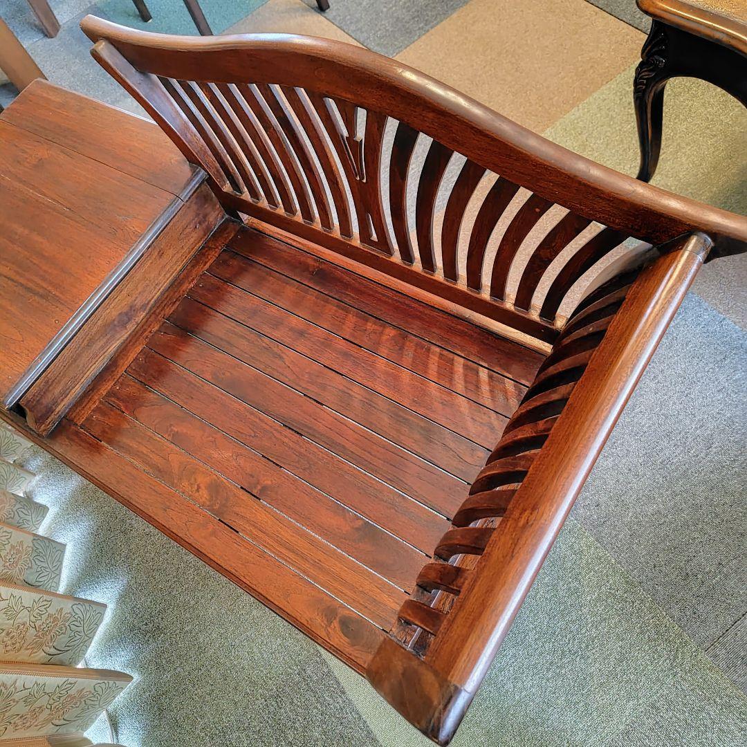 アジアンスタイル木製ベンチ引き出し付き