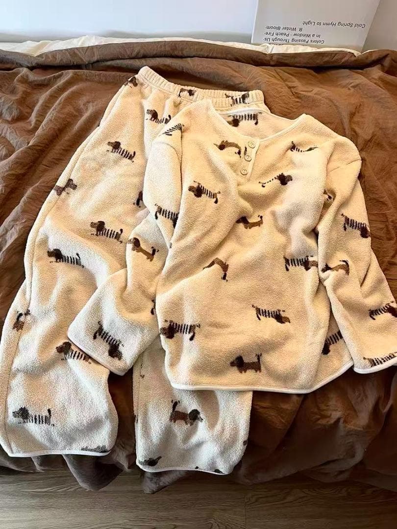 犬柄フリースルームウェア