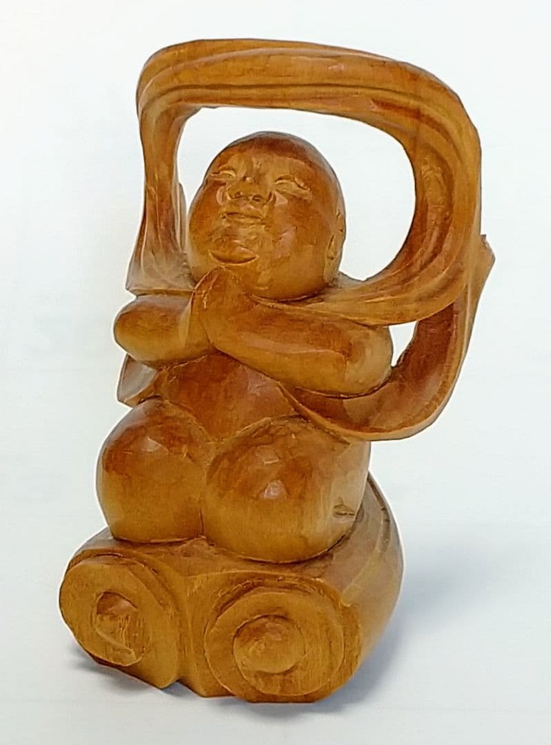 童子坐像 飛天 #567 ◆白檀 木彫 仏像