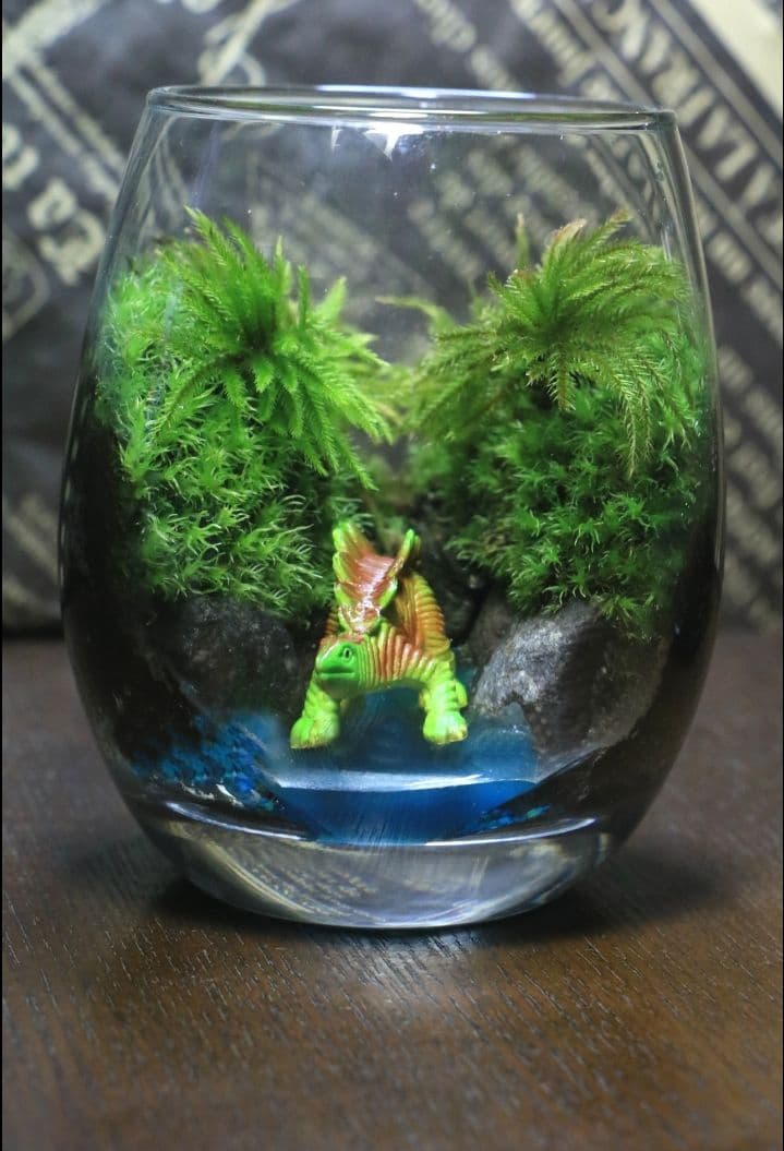 苔テラリウム　シングル、ダブル、ロボット兵＆恐竜フィギュア我が家の小さなオアシス