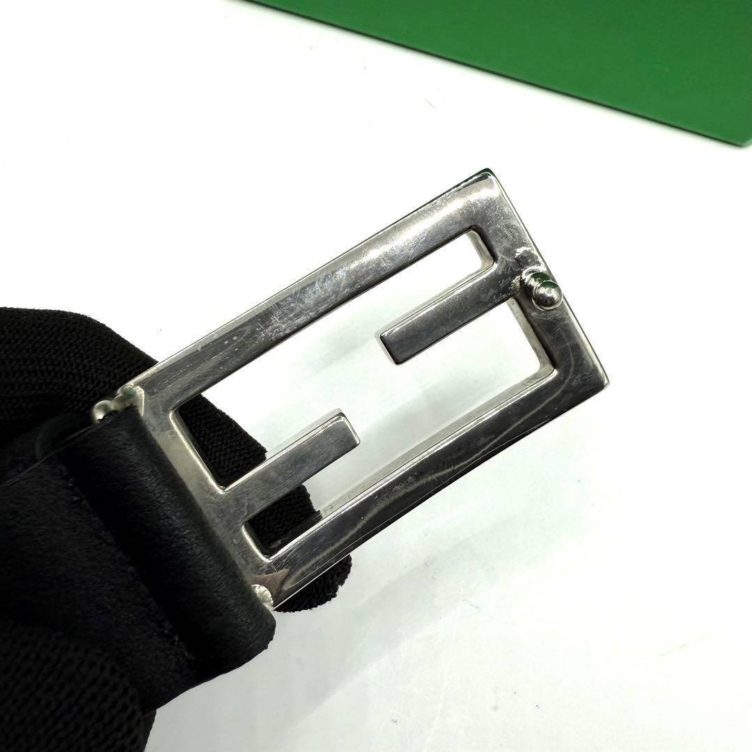 フェンディ ベルト ズッカ柄 シルバー金具 レザー ブラック