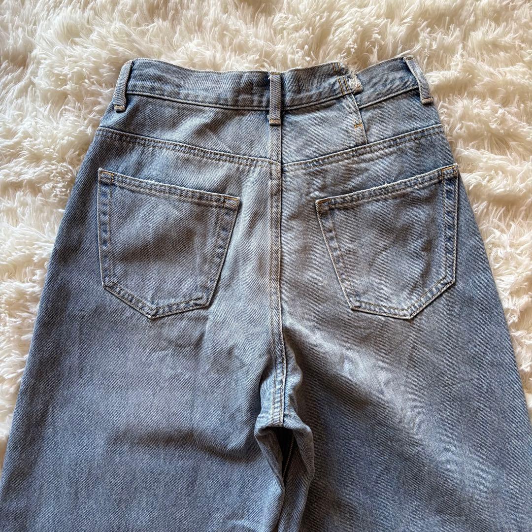 moussy クロスウエストワイドストレートデニム L