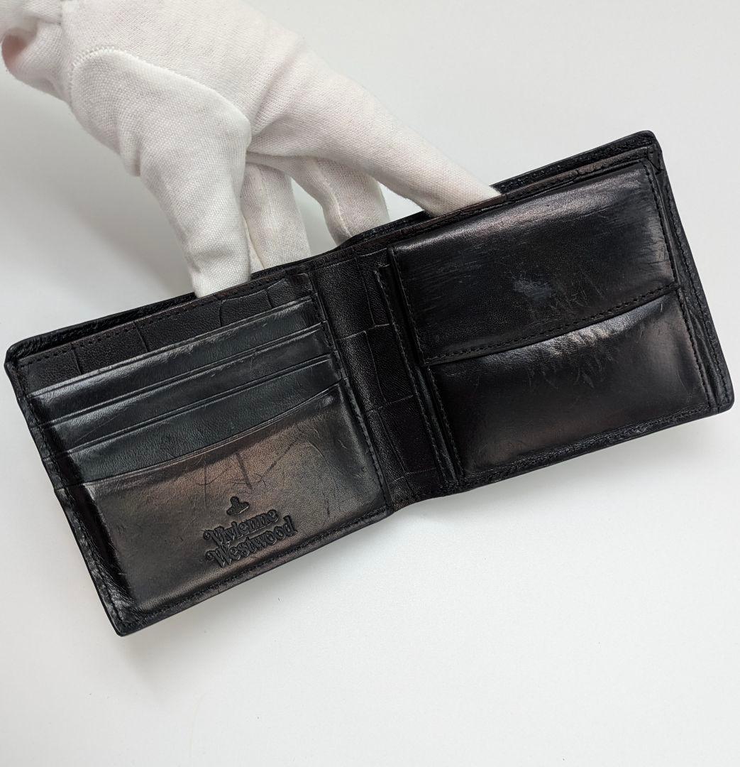 ヴィヴィアンウエストウッド 2つ折り財布 クロコ 型押し ブラック 黒 小銭入れ