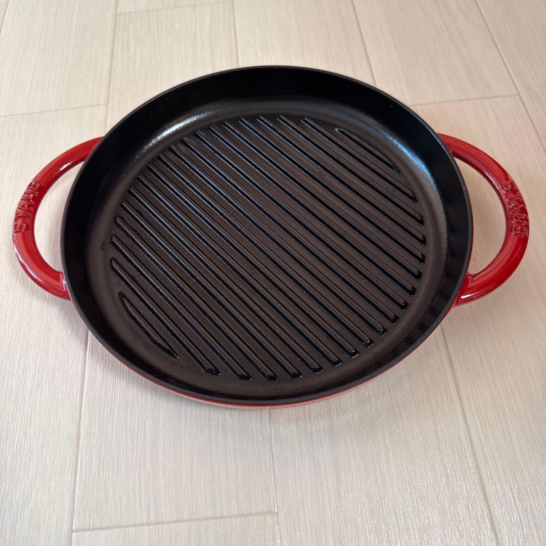 ストウブ ピュアグリル スチーム&グリル チェリー 26cm ガラス蓋付き