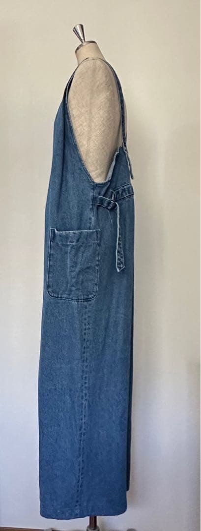 KHA:KI (カーキ) デニム Vネック オーバーオール