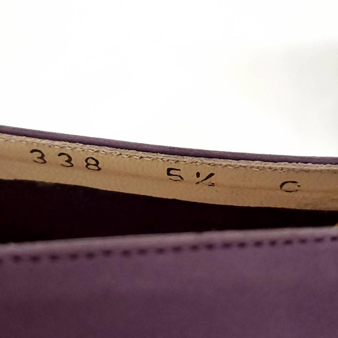 サルヴァトーレフェラガモ　新品　ヴァラ　リボン　スエード　パープル　US5.5
