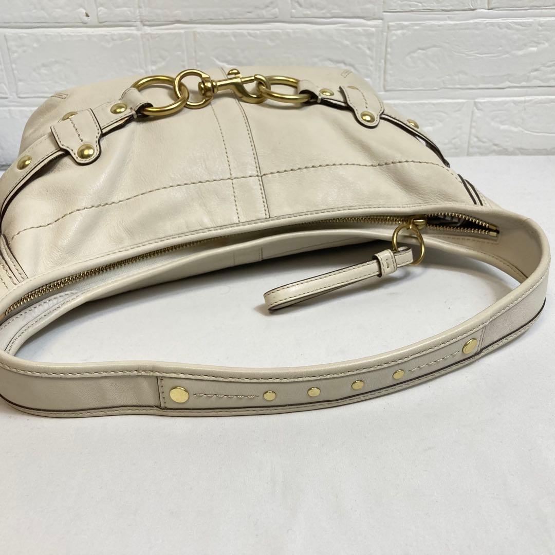 【美品】COACH コーチ　ホーボー　ワンハンドルバッグ ホワイト レザー大容量