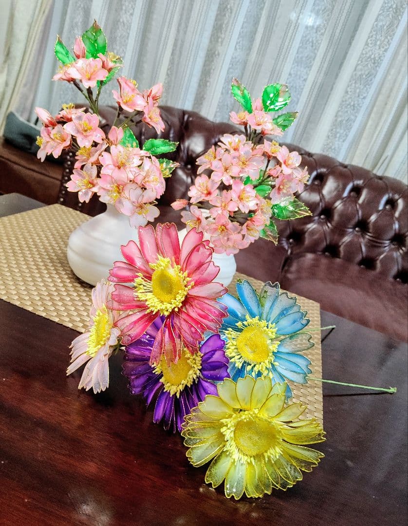 うさうさアメリカンフラワー　花瓶付き桜