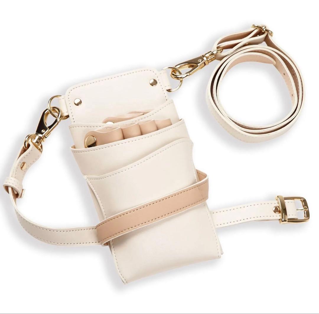 【新品】シザーケース DEEDS シエーナ 4〜6丁 アイボリー×ピンクベージュ