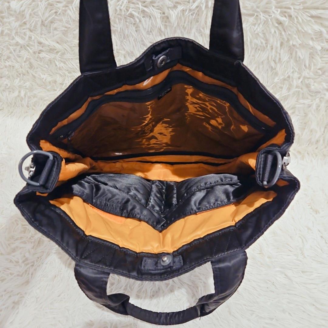 美品 ポーター タンカー 2way トートバ ッグ ナイロン ブラック A4可