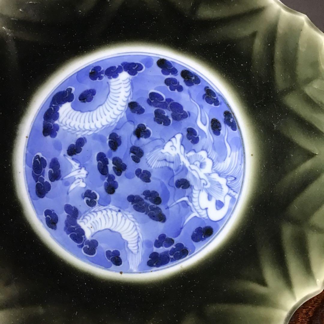 古伊万里　青磁変わり皿　珍品