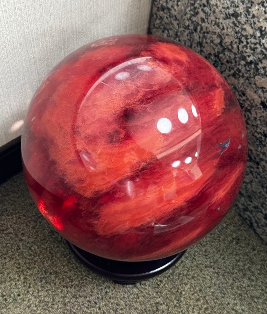 水晶玉　30cm 巨大大玉　赤玉