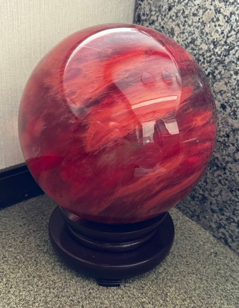 水晶玉　30cm 巨大大玉　赤玉