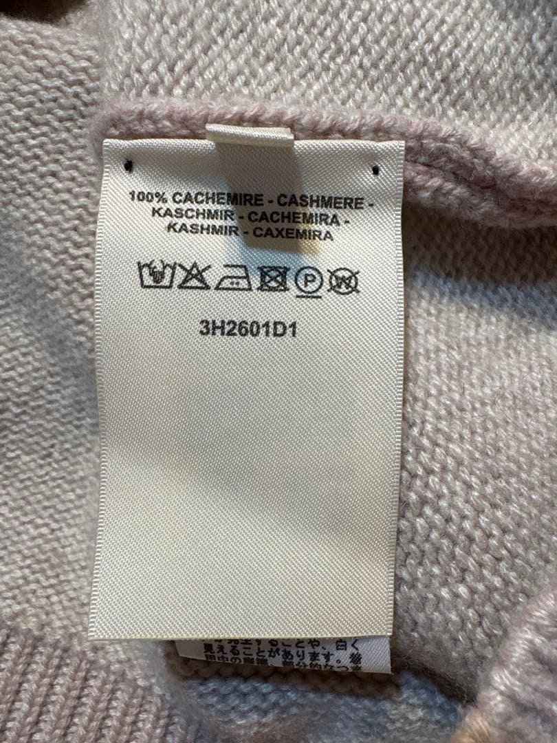 【HERMES】カシミヤ100% クルーネックニット ピンクベージュ 長袖 34