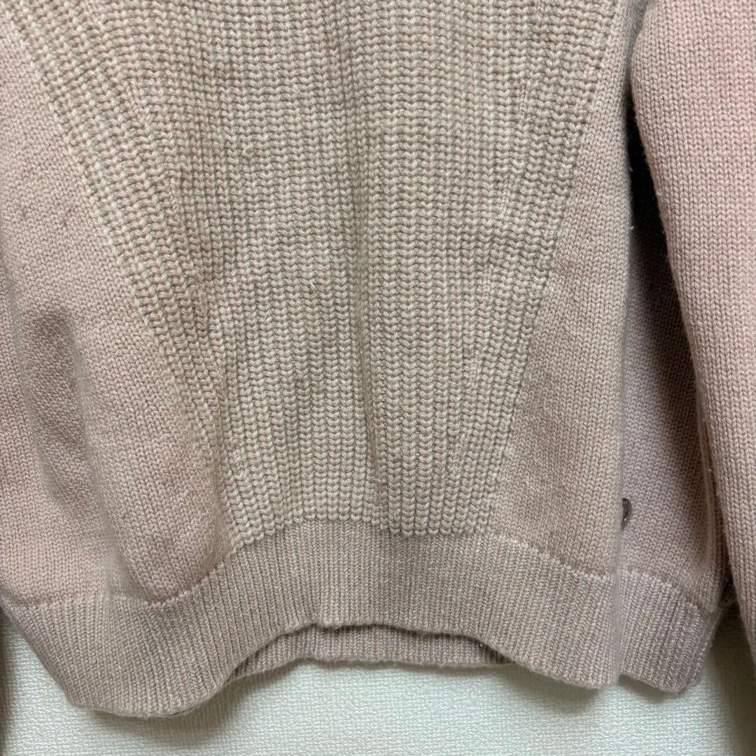 【HERMES】カシミヤ100% クルーネックニット ピンクベージュ 長袖 34