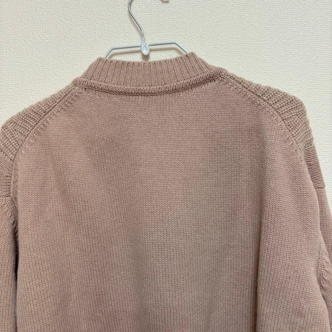 【HERMES】カシミヤ100% クルーネックニット ピンクベージュ 長袖 34